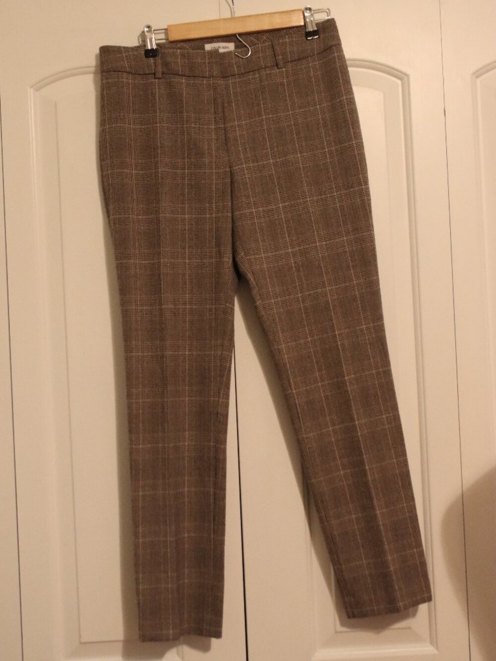 Calvin Klein Plaid Ankle Trousers Slim Fitting Dress Pant Sz 6 Plaid Flat Front